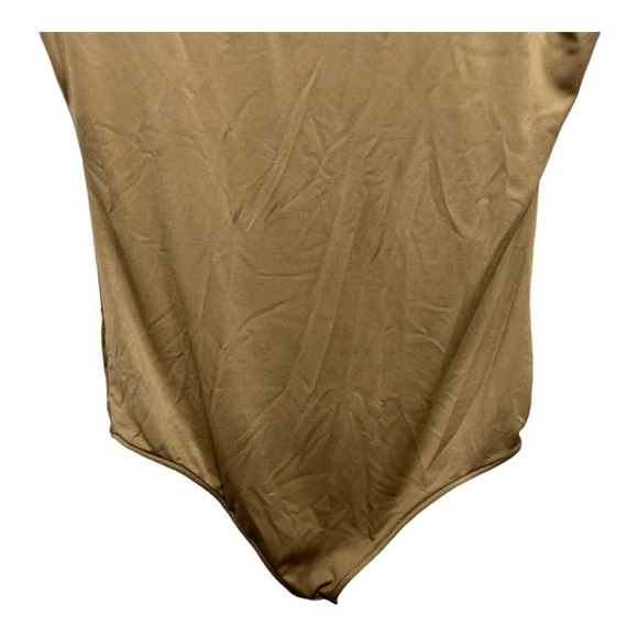 Gianni Bini Carmel Brown Crew Short Sleeve Bodysuit Thong Back Shape wear size s - Picture 5 of 7